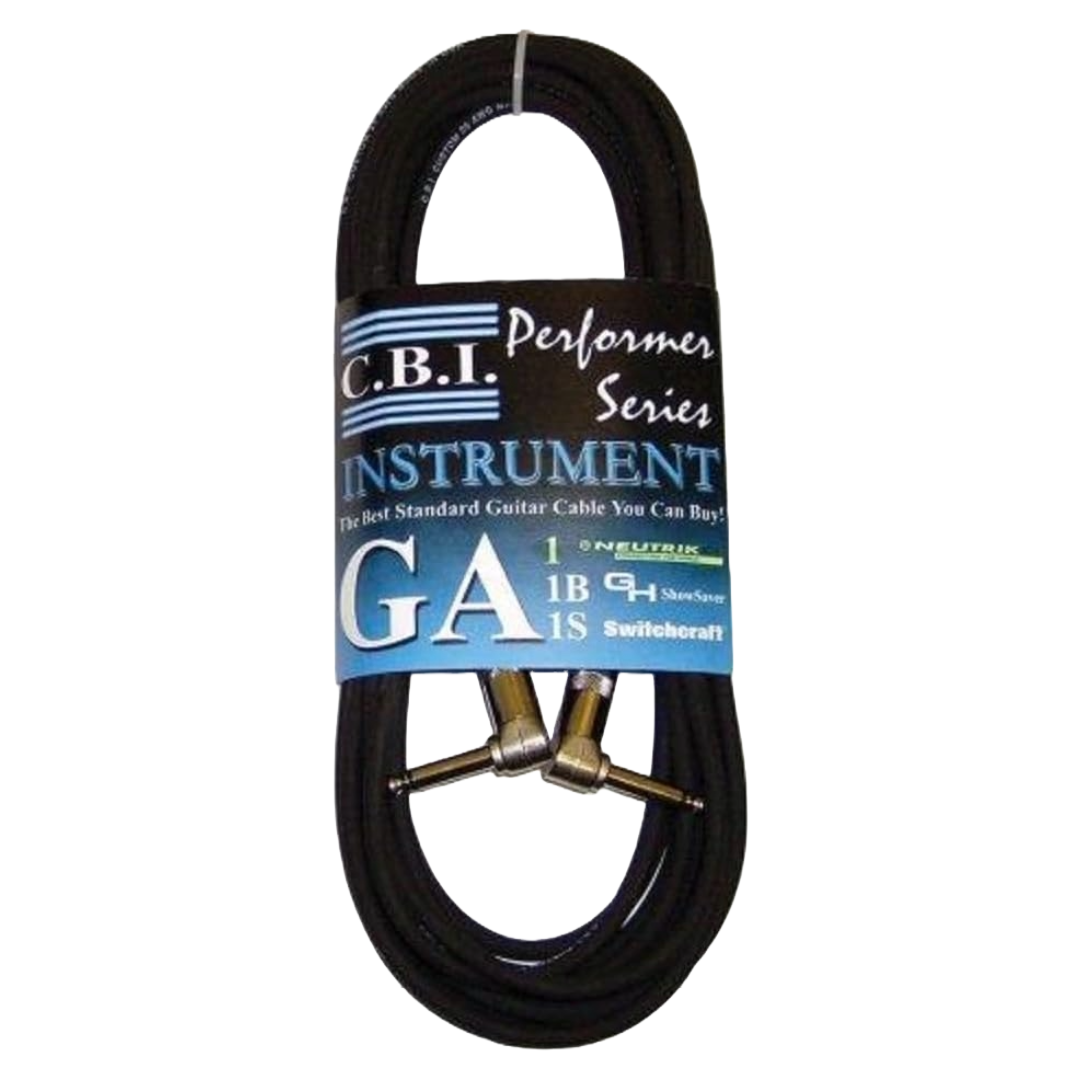 CBI GA1 1/4" Right Angle to 1/4" Right Angle Guitar Instrument Cable, 3 Feet - Metronome Music Inc.