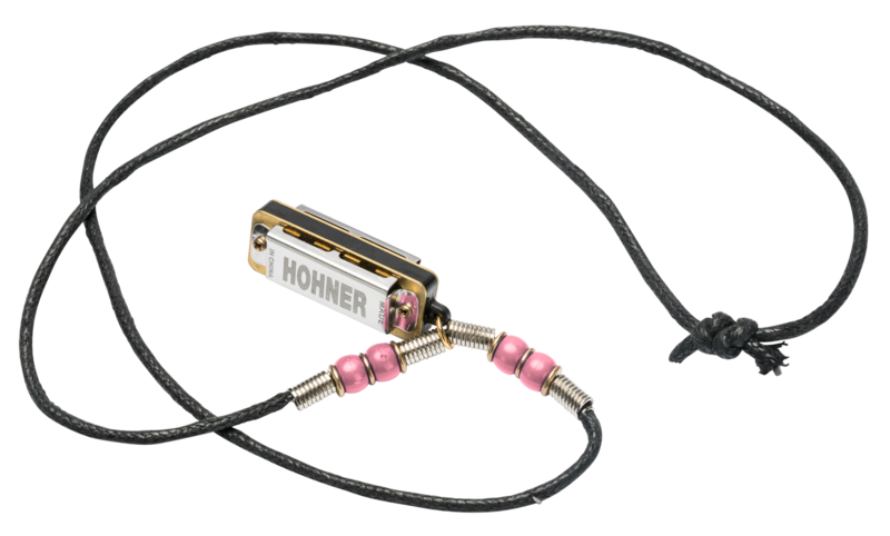 M38N-PI Hohner Mini Harmonica Necklace Pink - Metronome Music Inc.