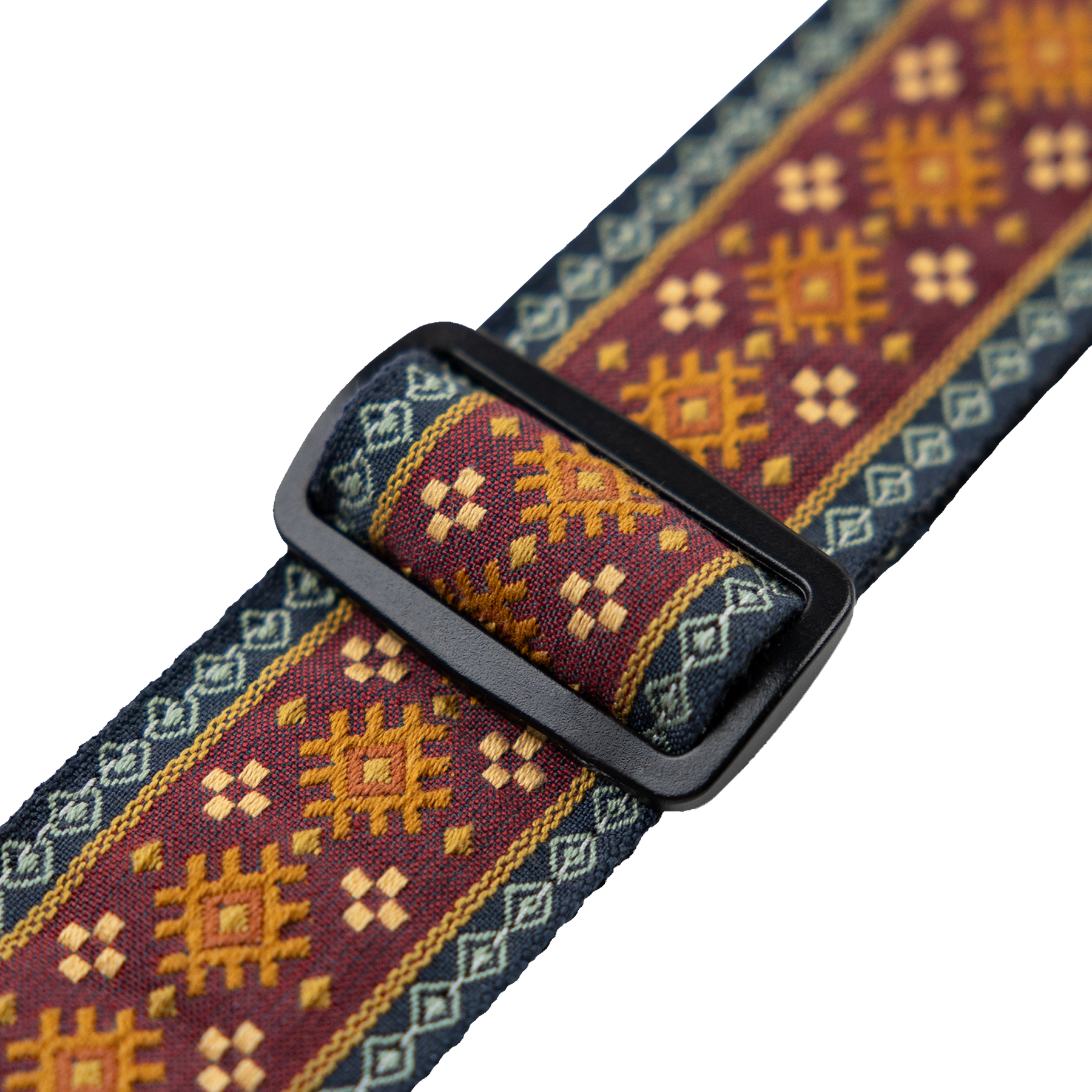Levy's Original Hootenanny Series Guitar Strap, Pick Holder  - Jacquard Red - Metronome Music Inc.