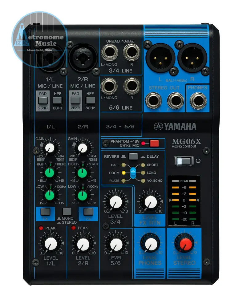 Yamaha 6-Channel Analog Mixer MG06X - Metronome Music Inc.