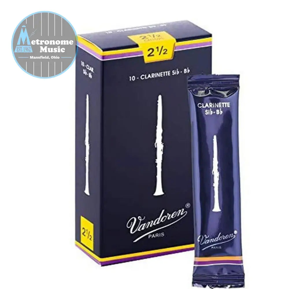 Vandoren Traditional Bb Clarinet Reeds- #2.5 Box of 10 - Metronome Music Inc.