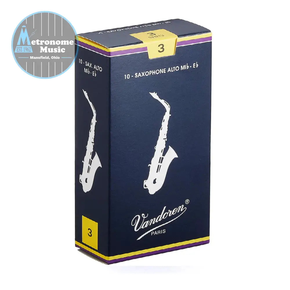 Vandoren Traditional Alto Saxophone Reed- #3 Box of 10 - Metronome Music Inc.