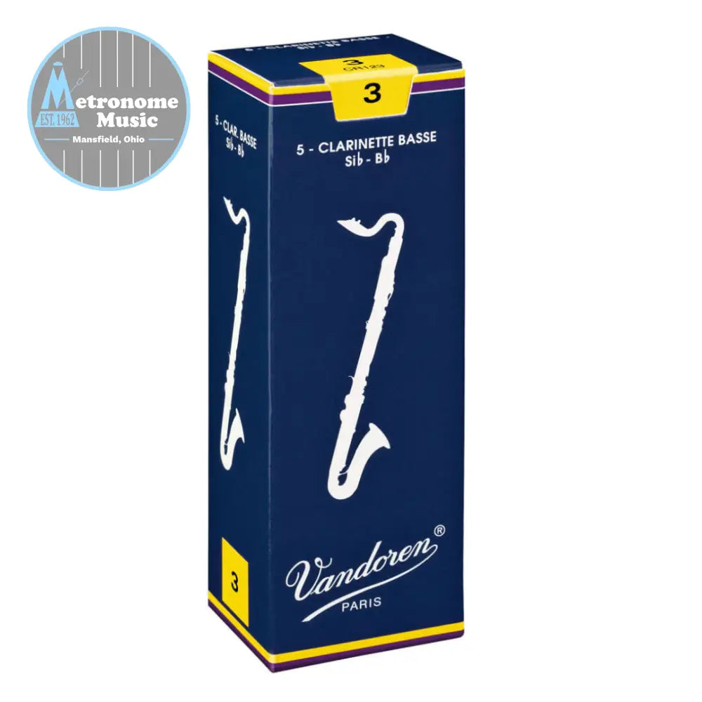 Vandoren Traditional Bass Clarinet Reeds- #3 Box of 5 - Metronome Music Inc.