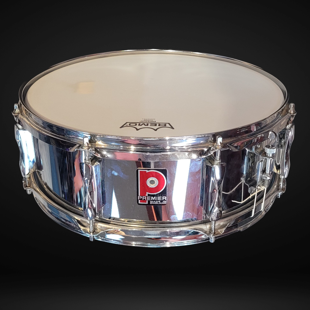 Vintage 1980s Premier 5.5x14 Chrome over Steel Snare Drum - Metronome Music Inc.