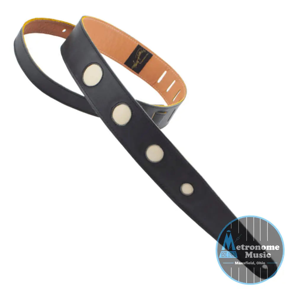 BLACK WITH BLACK CIRCLES - LEATHER SERIES STRAP CUT-OUTS - Metronome Music Inc.