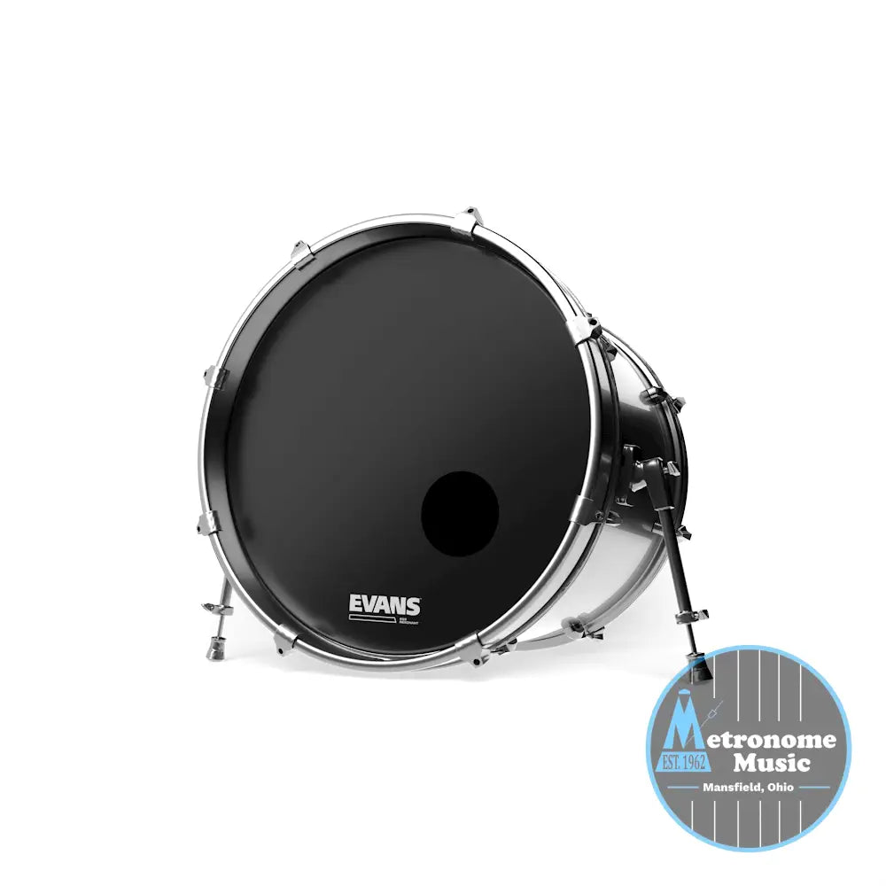 Evans EQ3 Resonant Smooth Black Bass Drumhead, BD24RB- 24" - Metronome Music Inc.