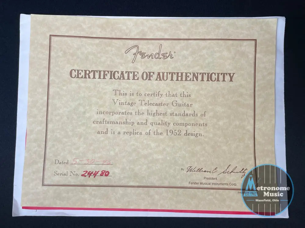 Fender '52 Telecaster 50th Anniversary - Butterscotch Blonde (1996) - Metronome Music Inc.