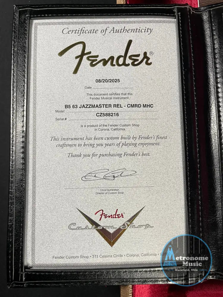 Fender Custom Shop 1963 Jazzmaster Relic, Time Machine - Cimarron Red (2025) - Metronome Music Inc.