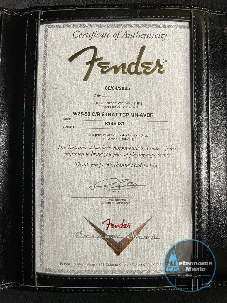 Fender Custom Shop '58 C/R Strat, Time Capsule - Aged Violin Burst (2025) - Metronome Music Inc.