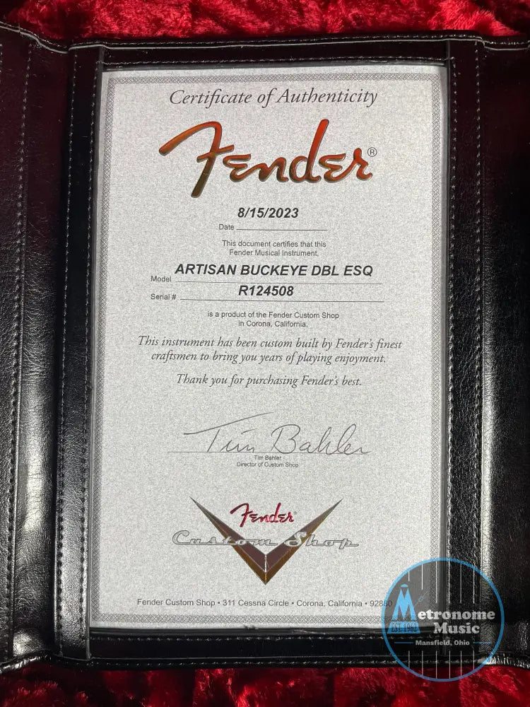 Fender Custom Shop Artisan Buckeye Double Esquire, NOS - Aged Natural - Metronome Music Inc.