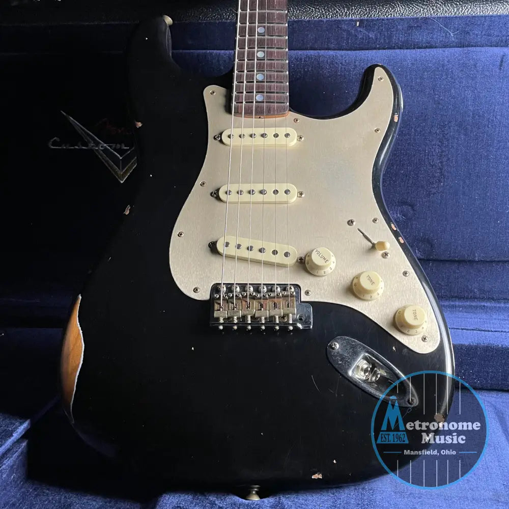 Fender Custom Shop LTD Roasted "Big Head" Stratocaster, Relic- Aged Black (7lbs 12oz) - Metronome Music Inc.