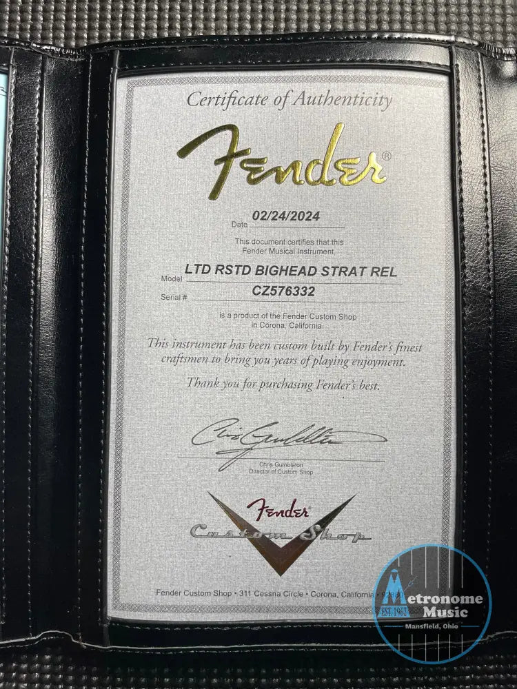 Fender Custom Shop LTD Roasted "Big Head" Stratocaster, Relic- Aged Black (7lbs 12oz) - Metronome Music Inc.