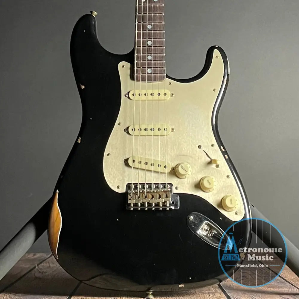 Fender Custom Shop LTD Roasted "Big Head" Stratocaster, Relic- Aged Black (7lbs 12oz) - Metronome Music Inc.