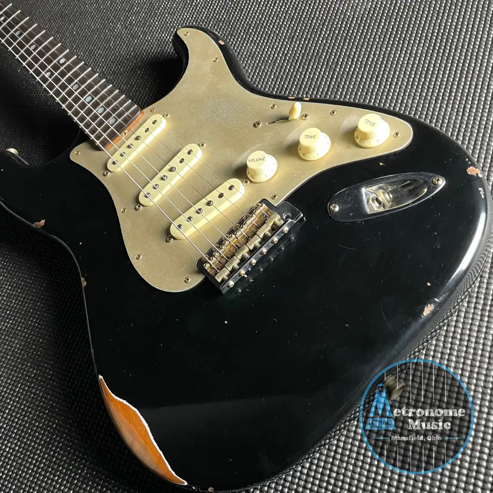 Fender Custom Shop LTD Roasted "Big Head" Stratocaster, Relic- Aged Black (7lbs 12oz) - Metronome Music Inc.