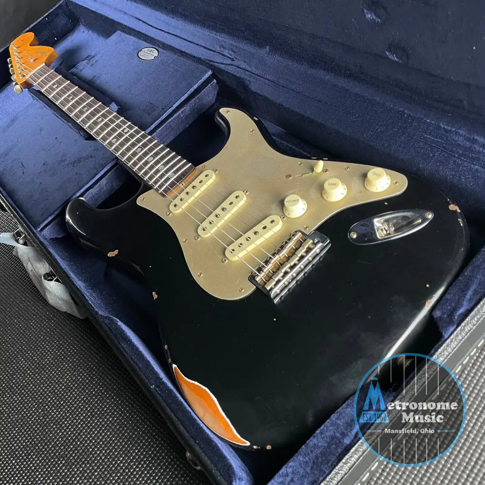 Fender Custom Shop LTD Roasted "Big Head" Stratocaster, Relic- Aged Black (7lbs 12oz) - Metronome Music Inc.