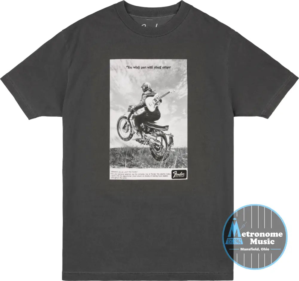 Fender Vintage Ad Biker Tee, Graphite, L - Metronome Music Inc.
