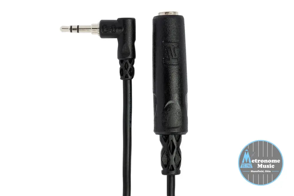 HOSA MHE-100.5 Headphone Adaptor, 1/4 In TRS To Right-Angle 3.5 Mm TRS - Metronome Music Inc.