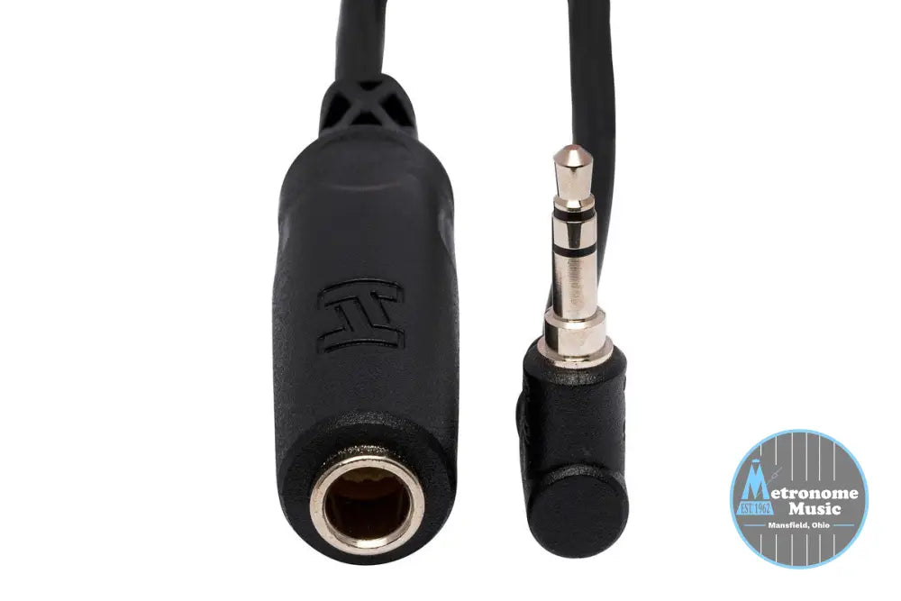 HOSA MHE-100.5 Headphone Adaptor, 1/4 In TRS To Right-Angle 3.5 Mm TRS - Metronome Music Inc.