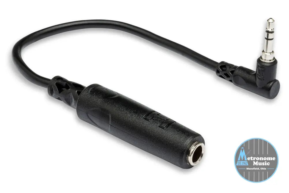 HOSA MHE-100.5 Headphone Adaptor, 1/4 In TRS To Right-Angle 3.5 Mm TRS - Metronome Music Inc.