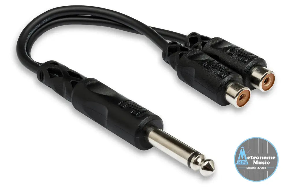 HOSA YPR-103 Y Cable, 1/4 In TS To Dual RCAF - Metronome Music Inc.