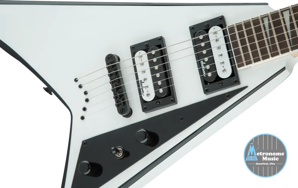 Jackson  JS Series Rhoads JS32T, Amaranth Fingerboard, White with Black Bevels - Metronome Music Inc.