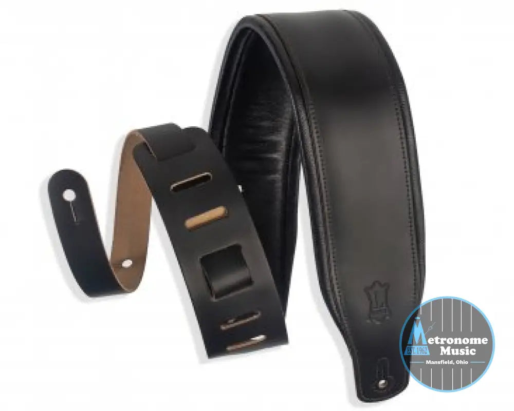 Levy's M26PD-BLK 3" Black Top Grain Leather Strap - Metronome Music Inc.
