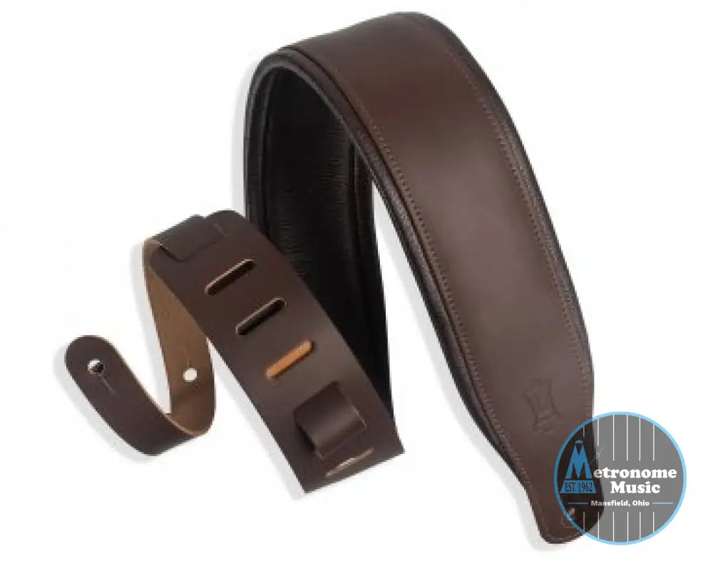Levy's M26PD-DBR-DBR 3"  Top Grain Leather Strap w/padding - Metronome Music Inc.