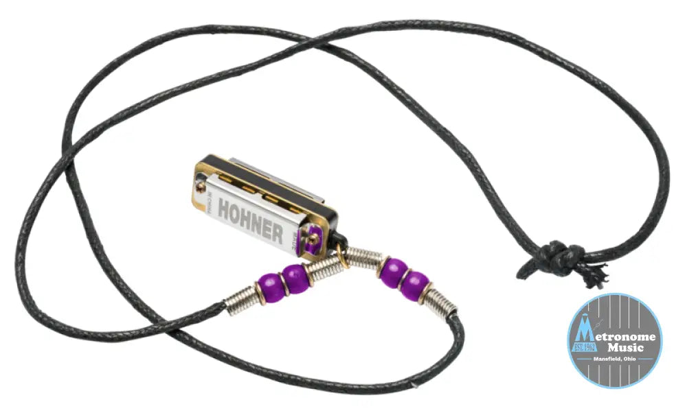 M38N-PU Hohner Mini Harmonica Necklace Purple - Metronome Music Inc.