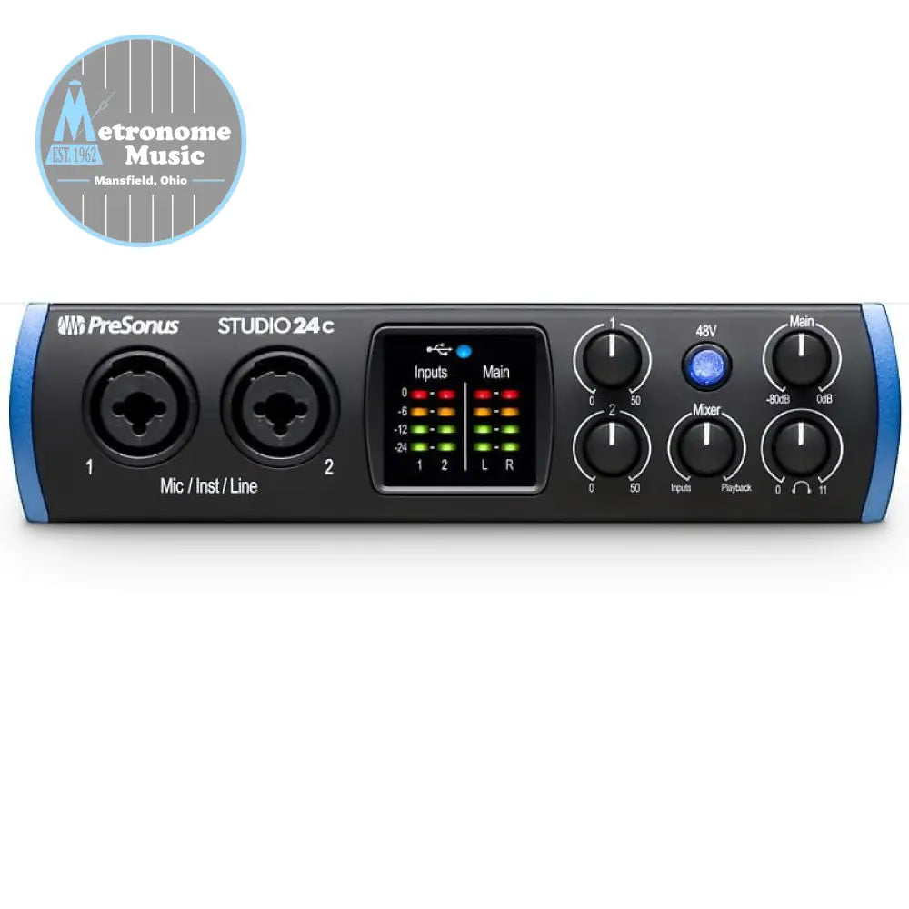 PreSonus Studio 24c, USB-C Compatible- Audio Interface - Metronome Music Inc.