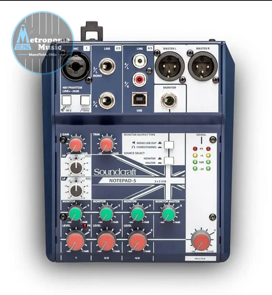 SoundCraft Analog Mixing Console with USB- Notepad 5 - Metronome Music Inc.