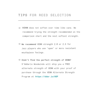 D'Addario Woodwinds VENN G2 Alto Saxophone Reed 3.0