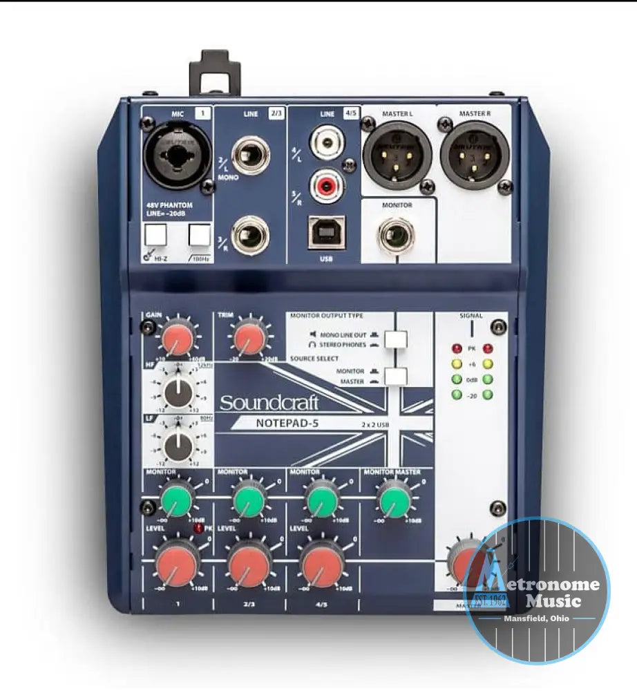 SoundCraft Analog Mixing Console with USB- Notepad 5 - Metronome Music Inc.