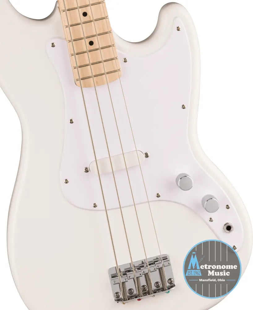 Squier Sonic Bronco Bass, Maple - Arctic White - Metronome Music Inc.