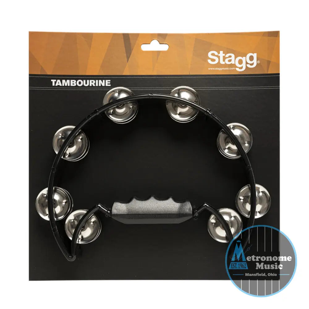 Stagg Cutaway Plastic Tambourine, Black - Metronome Music Inc.