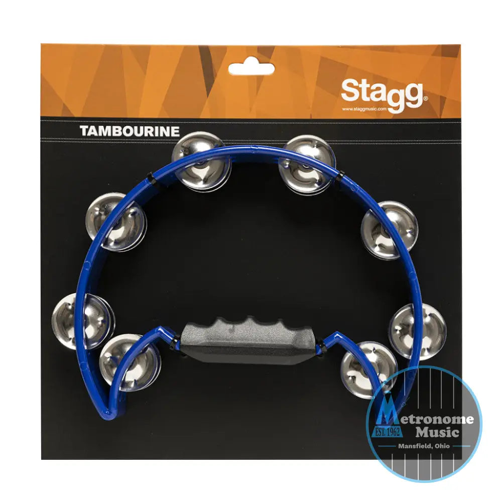 Stagg Cutaway Plastic Tambourine, Blue - Metronome Music Inc.
