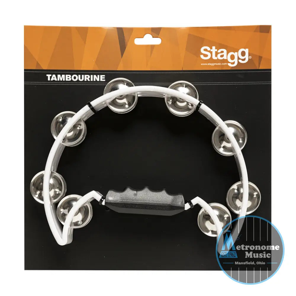 Stagg Cutaway Plastic Tambourine- White - Metronome Music Inc.
