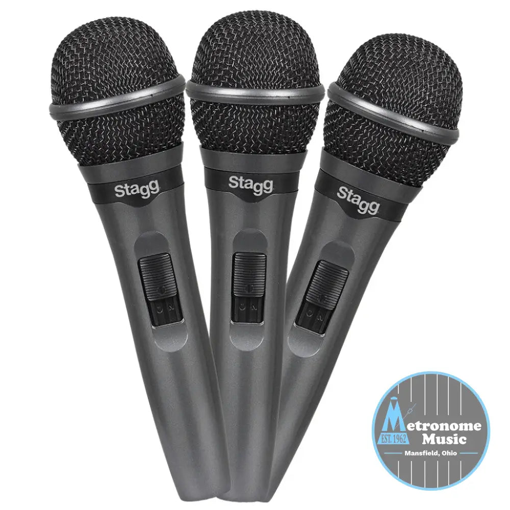 STAGG SDMP15-3 Set of 3 cardioid dynamic microphones for live performances - Metronome Music Inc.