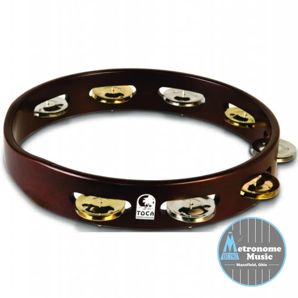 Toca Acacia Wood Tambourine, 10” Single Row - Metronome Music Inc.
