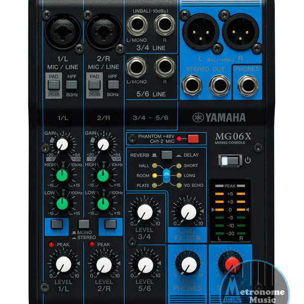 Yamaha 6-Channel Analog Mixer MG06X | Metronome Music Inc.