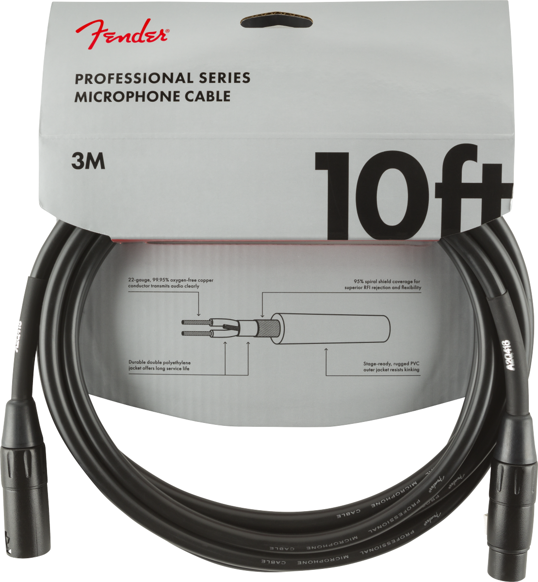 Fender Professional Series Microphone Cable- 10ft - Metronome Music Inc.